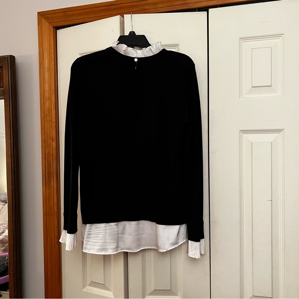 Black Sweater with White Ruffle Trim - Picture 4 of 5